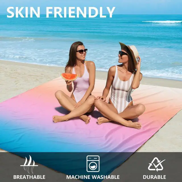 Alt view image 3 of 6 - Beach Blanket Waterproof Sandproof Extra Large, Oversized Beach Mat, Quick Drying&Compact&Lightweight, Picnic Blankets Vacation Essentials for Outdoor Beach Camping (79" X 83" (4 Person))