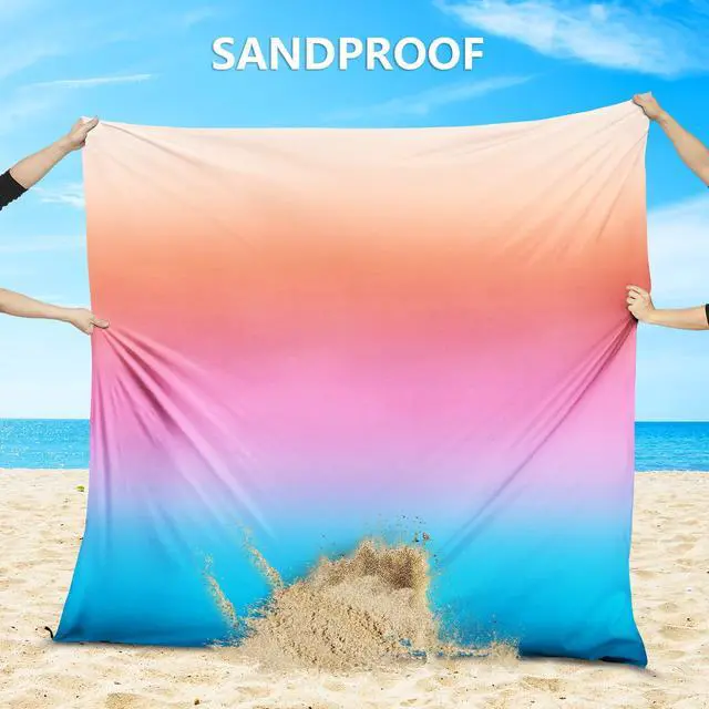 Alt view image 5 of 6 - Beach Blanket Waterproof Sandproof Extra Large, Oversized Beach Mat, Quick Drying&Compact&Lightweight, Picnic Blankets Vacation Essentials for Outdoor Beach Camping (79" X 83" (4 Person))