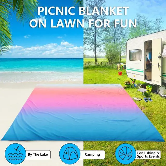Alt view image 6 of 6 - Beach Blanket Waterproof Sandproof Extra Large, Oversized Beach Mat, Quick Drying&Compact&Lightweight, Picnic Blankets Vacation Essentials for Outdoor Beach Camping (79" X 83" (4 Person))