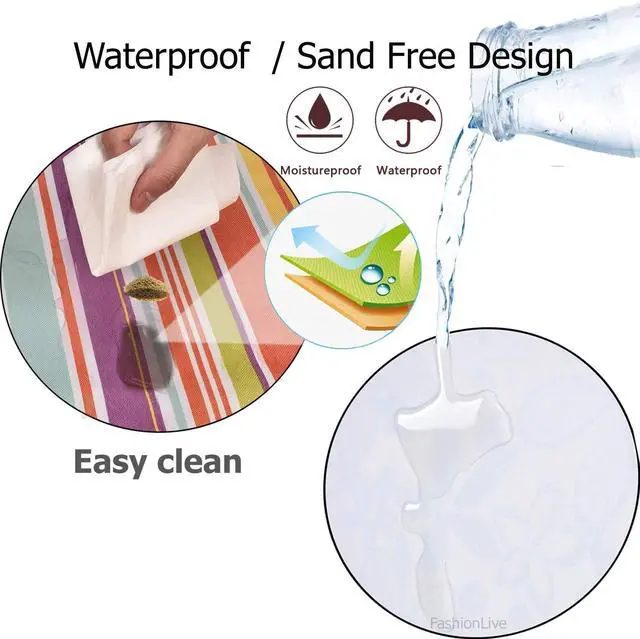 Alt view image 4 of 7 - Beach Blanket Extra Large Picnic Blankets Sandproof Waterproof Outdoor Indoor Blanket Lightweight Handy Mat Portable Beach Mat for Camping Hiking Travel Park Grass