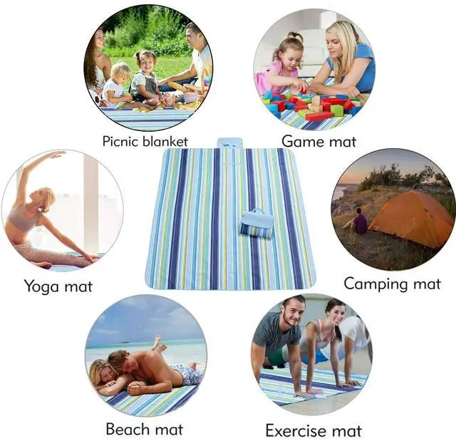 Alt view image 7 of 7 - Beach Blanket Extra Large Picnic Blankets Sandproof Waterproof Outdoor Indoor Blanket Lightweight Handy Mat Portable Beach Mat for Camping Hiking Travel Park Grass