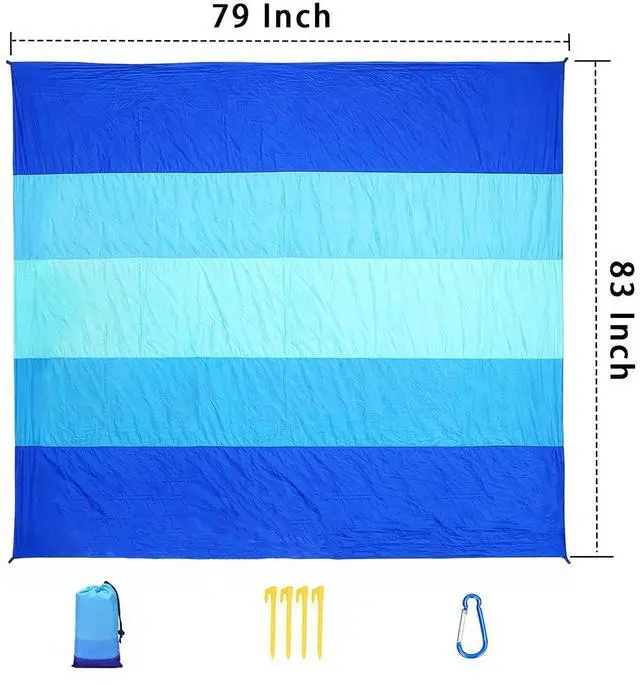Alt view image 2 of 7 - Beach Blanket Sandproof Waterproof 79" x 83", Extra Large Beach Mat, Quick Drying Camping Blanket, Lightweight Foldable Beach Essentials for Outdoor, Picnic & Travel