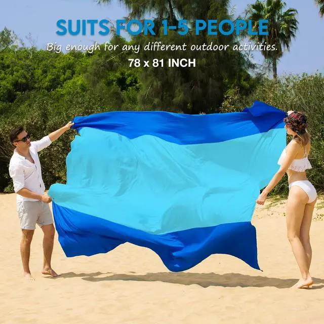 Alt view image 3 of 7 - Nylon Beach Blanket Waterproof Sandproof Oversized 7'x7' Suits 1-5 Adults Sand Free Extra Large Blanket Lightweight Soft Picnic Mat for Beach Travel Camping