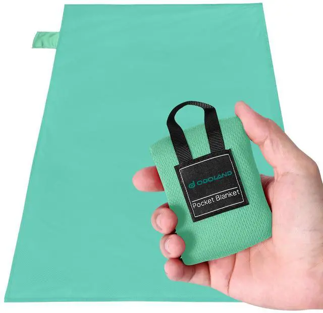Main image of Beach Blanket Picnic Blanket, 43.3" x 27.5" SandProof Waterproof Outdoor Pocket Blanket with Portable Bag, Foldable Lightweight Sand Free Mat for 1 People Hiking, Camping, Travel, Light Green