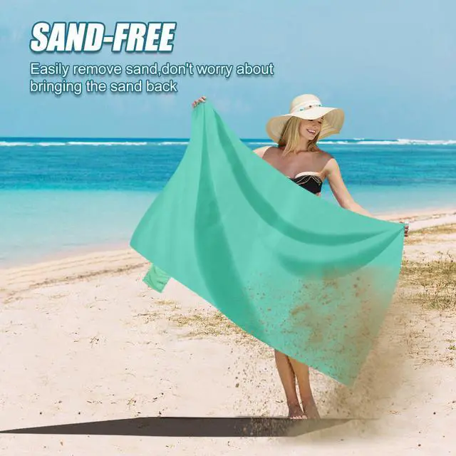 Alt view image 4 of 7 - Beach Blanket Picnic Blanket, 43.3" x 27.5" SandProof Waterproof Outdoor Pocket Blanket with Portable Bag, Foldable Lightweight Sand Free Mat for 1 People Hiking, Camping, Travel, Light Green