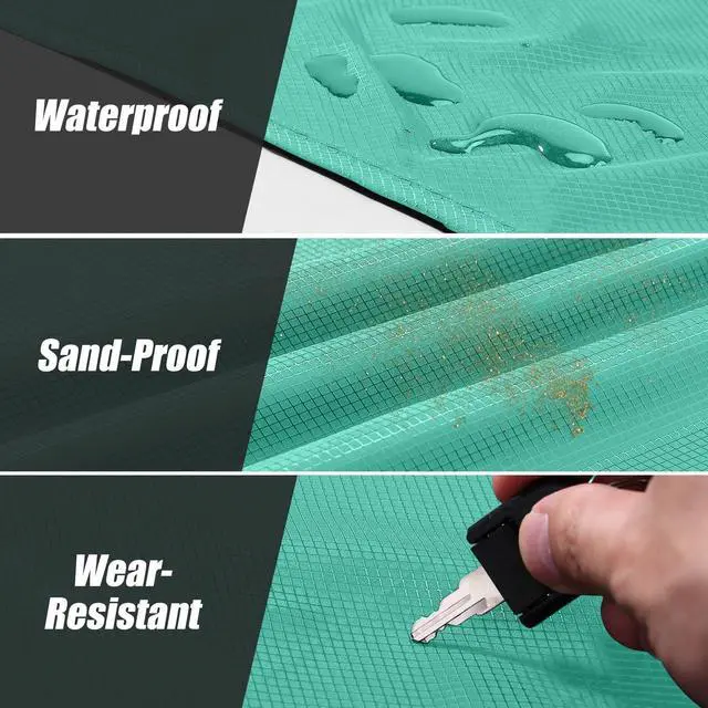 Alt view image 3 of 7 - Beach Blanket Picnic Blanket, 43.3" x 27.5" SandProof Waterproof Outdoor Pocket Blanket with Portable Bag, Foldable Lightweight Sand Free Mat for 1 People Hiking, Camping, Travel, Light Green