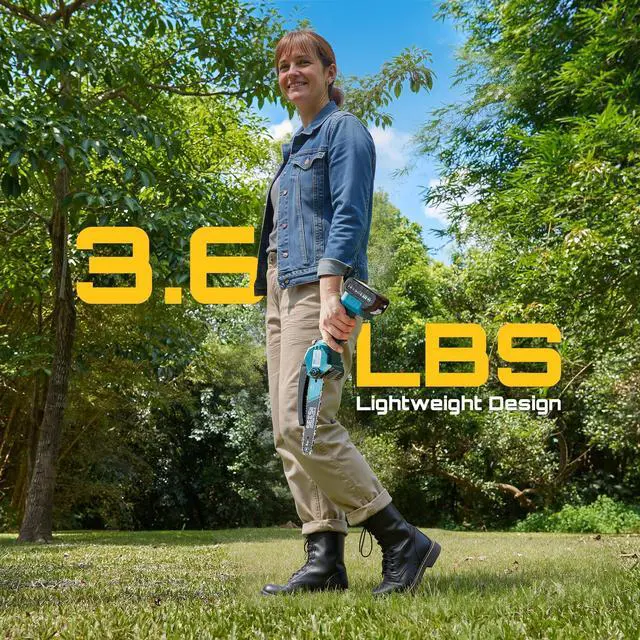 Alt view image 5 of 7 - Mini Chainsaw 8 inch,Cordless Chainsaw w/ 2pcs 2000mAh Batteries,Oiler System & Replacement Chain,Handheld Chain Saw w/Safety Lock,Battery Powered Chain saw for Wood Tree Cutting,CH820+