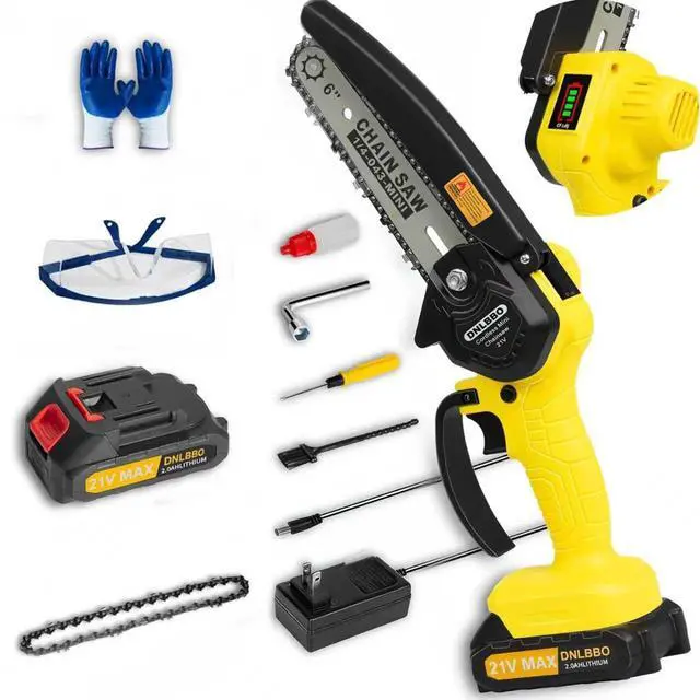 Main image of Mini Chainsaw Cordless,6 Inch Handheld Electric Power Chain Saw With power display, for Trees Branches Trimming,Wood Cutting, Holiday Gifts for Men, Fathers & Gardening Enthusiasts