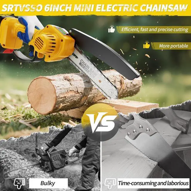Alt view image 4 of 7 - Mini Chainsaw Cordless,6 Inch Handheld Electric Power Chain Saw With power display, for Trees Branches Trimming,Wood Cutting, Holiday Gifts for Men, Fathers & Gardening Enthusiasts