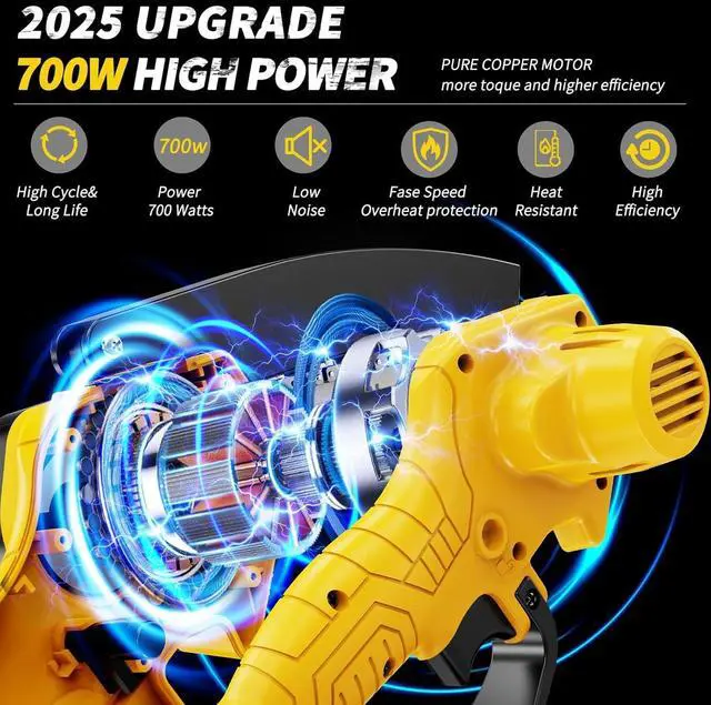 Alt view image 5 of 7 - Mini Chainsaw Cordless,6 Inch Handheld Electric Power Chain Saw With power display, for Trees Branches Trimming,Wood Cutting, Holiday Gifts for Men, Fathers & Gardening Enthusiasts