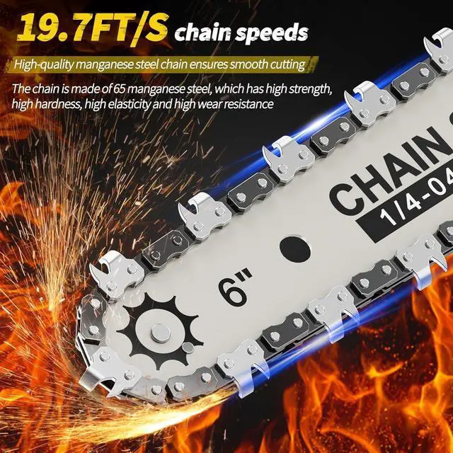Alt view image 6 of 7 - Mini Chainsaw Cordless,6 Inch Handheld Electric Power Chain Saw With power display, for Trees Branches Trimming,Wood Cutting, Holiday Gifts for Men, Fathers & Gardening Enthusiasts