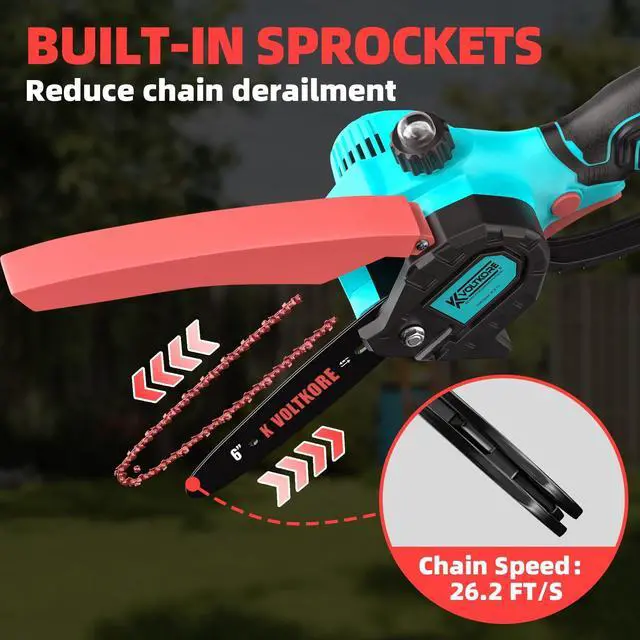 Alt view image 4 of 7 - Brushless Mini Chainsaw 6 Inch Cordless Electric Battery Powered Small Hand Saw with Auto Oiler Handheld Chain Saw for Wood/Tree Trimming, Garden Gifts for Men Fathers Dad Husband