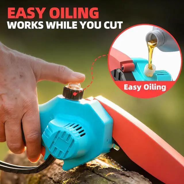Alt view image 5 of 7 - Brushless Mini Chainsaw 6 Inch Cordless Electric Battery Powered Small Hand Saw with Auto Oiler Handheld Chain Saw for Wood/Tree Trimming, Garden Gifts for Men Fathers Dad Husband