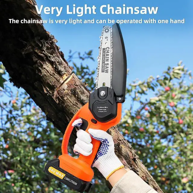 Alt view image 6 of 7 - 6-Inch Mini Cordless Chainsaw, Battery Powered Hand Held Electric Saw, High Speed Portable Saw for Tree Trimming, Branch Pruning, Wood & Soft Metal Cutting, Automatic Lubrication and Safety Protection