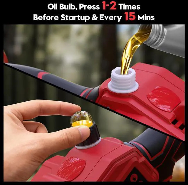 Alt view image 4 of 7 - Mini Chainsaw for Milwaukee 18V Battery, Auto-Oiler, 8-Inch and 6-Inch 2-IN-1 Brushless Cordless Pruning Chainsaw, 750W Chain saw 4000RPM for Wood Cutting, Tree Trimming (NO Battery) (Red)