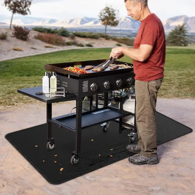 Alt view image 7 of 7 - 79x39 inches Large Under Grill Mats for Blackstone, Double-Sided Fireproof Outdoor Grill Protective Mat, Oilproof Waterproof BBQ Fire Pit Fireplace Mat