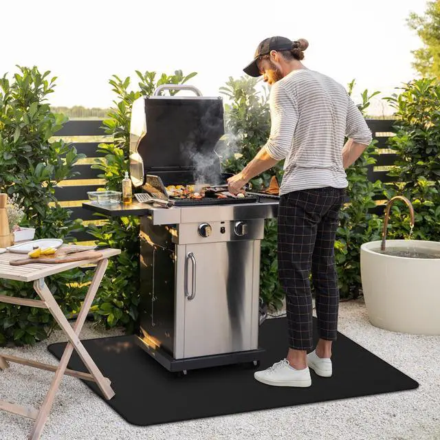 Alt view image 2 of 7 - 30 x 48inch Grill Mat for Outdoor Grill,Double-Sided Fireproof Grill Pad,Perfect for Outdoor Barbecue Spots,Fireproof, Waterproof, and Oilproof BBQ Protector for Decks and Patios