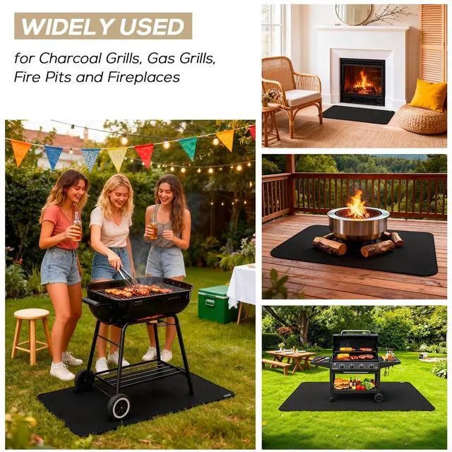 Alt view image 4 of 7 - 30 x 48inch Grill Mat for Outdoor Grill,Double-Sided Fireproof Grill Pad,Perfect for Outdoor Barbecue Spots,Fireproof, Waterproof, and Oilproof BBQ Protector for Decks and Patios