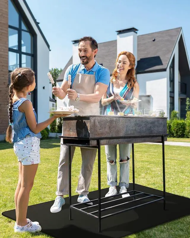 Alt view image 7 of 7 - 30 x 48inch Grill Mat for Outdoor Grill,Double-Sided Fireproof Grill Pad,Perfect for Outdoor Barbecue Spots,Fireproof, Waterproof, and Oilproof BBQ Protector for Decks and Patios