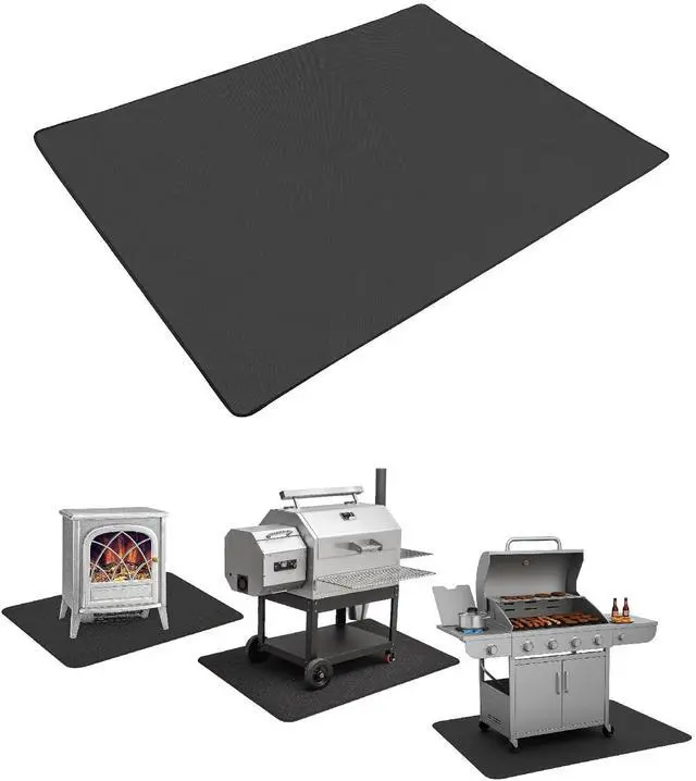 Main image of Under Grill Mats for Outdoor Grill, 60" x 36", Black Double-Sided, Fireproof, Reusable, Portable, 3 Layers, Waterproof & Easy to Clean, Grill Matt for Outdoor Grill Deck Protector