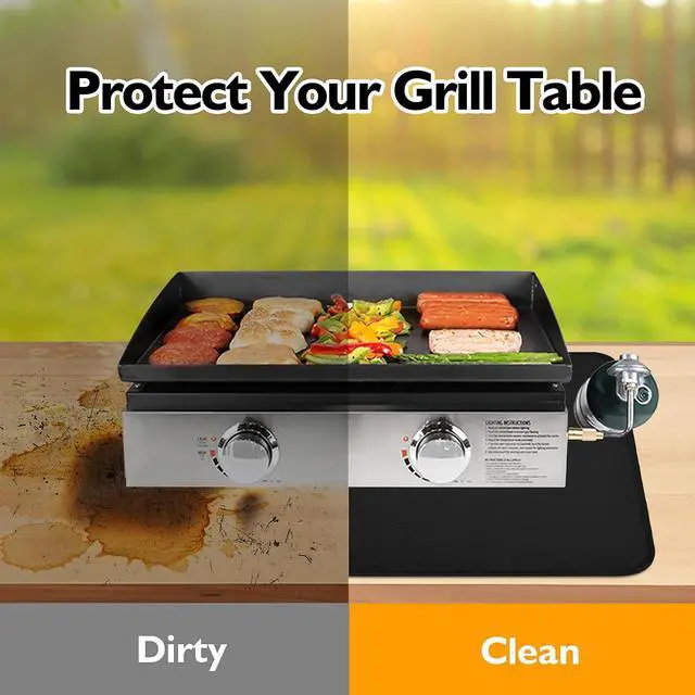 Alt view image 3 of 6 - Heat Resistant Mats for Countertop and Grill Table, Fireproof Grill Mats for Outdoor Grill, Portable Charcoal Grill, Gas Grill, Pizza Oven Compatible with Blackstone, Ninja 24x31x0.02in, Black