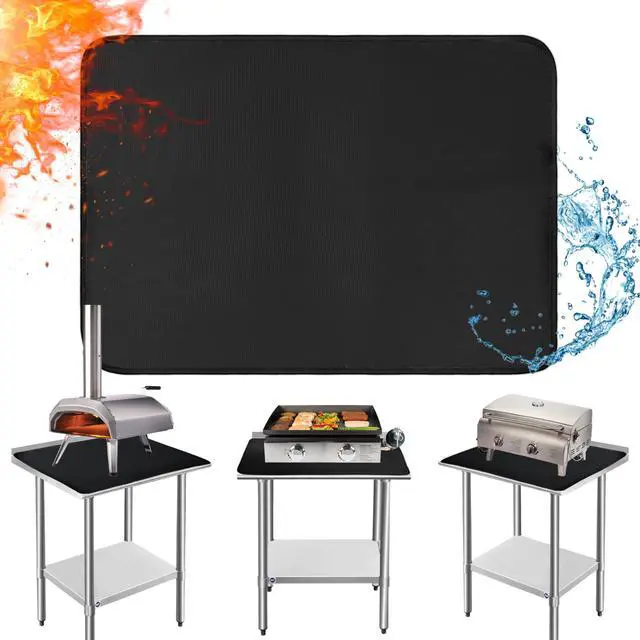 Main image of Heat Resistant Mats for Countertop and Grill Table, Fireproof Grill Mats for Outdoor Grill, Portable Charcoal Grill, Gas Grill, Pizza Oven Compatible with Blackstone, Ninja 24x31x0.02in, Black