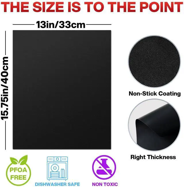 Alt view image 7 of 7 - Grill Mats for Outdoor Grill (10 Pack) - Non Stick Reusable Grill Sheets & BBQ Accessories - Easy to Clean Cooking Liners for Gas, Charcoal, Electric - 15.75 x 13 Inch