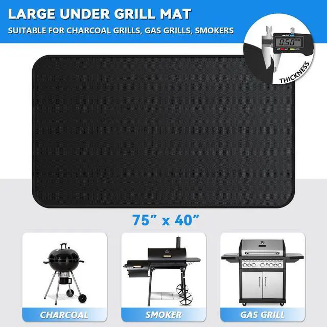Alt view image 6 of 7 - Large 75 x 40 inch Under Grill Mats for Outdoor Grill, Double-Sided Fireproof Deck Patio Protector Mat, Waterproof Oil-Proof BBQ Floor Pad Indoor Fire Pit Fireplace Mat