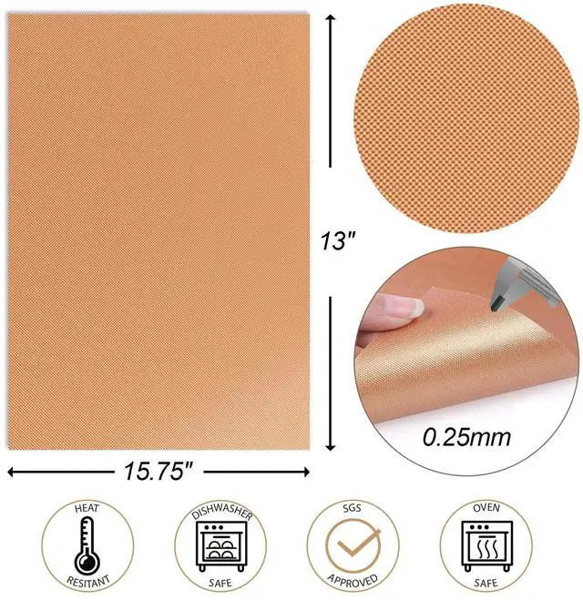 Alt view image 4 of 7 - Copper Grill Mats 6-Pack, Non-Stick PFOA-Free, 500°F Heat Resistant, Easy Clean, Cut-to-Fit for Gas/Charcoal/Infrared Grills, Camping Accessories for Steak Chicken Fish Vegetables