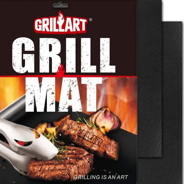 Main image of BBQ Grill Mats for Outdoor Grill - Nonstick 600 Degree Heavy Duty Grilling Mat (Set of 2) - Reusable BBQ Grill Accessories Sheets -Works on Electric Grill Gas Charcoal BBQ - Gifts for Men Dad