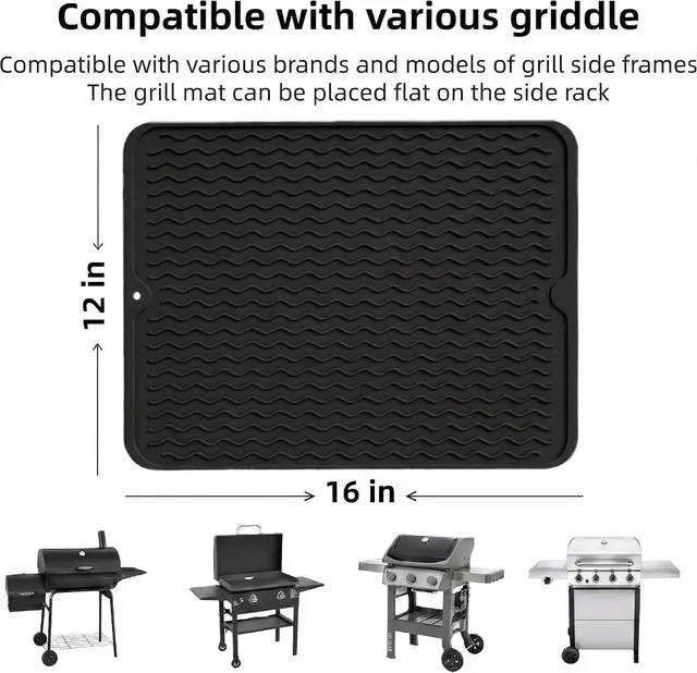 Alt view image 3 of 7 - Silicone Grill Tools Mat for Blackstone Weber Traeger Pit Boss Flat Top Grill Smoker,BBQ Accessories Pad Mats for Outdoor Kitchen Counter Cooking, Side Shelf Spatula Mat,Gifts for Men (Black)