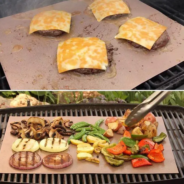 Alt view image 2 of 7 - Copper Grill Mats for Outdoor GrillSet of 6), Nonstick & Easy to Clean BBQ Grilling Sheets, Reusable & Heavy Duty Mats Works on Outdoor Gas, Electric, Charcoal Grill