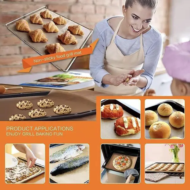 Alt view image 3 of 7 - Copper Grill Mats for Outdoor GrillSet of 6), Nonstick & Easy to Clean BBQ Grilling Sheets, Reusable & Heavy Duty Mats Works on Outdoor Gas, Electric, Charcoal Grill