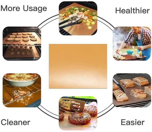 Alt view image 7 of 7 - Copper Grill Mats for Outdoor GrillSet of 6), Nonstick & Easy to Clean BBQ Grilling Sheets, Reusable & Heavy Duty Mats Works on Outdoor Gas, Electric, Charcoal Grill