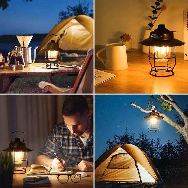 Alt view image 7 of 7 - Vintage LED Camping Lantern Rechargeable, Power Bank, Christmas Decorations, Retro Style, Classic Railroad Lantern with Dimmable Control, Portable Hanging Tent Light for Camping, Power Outages
