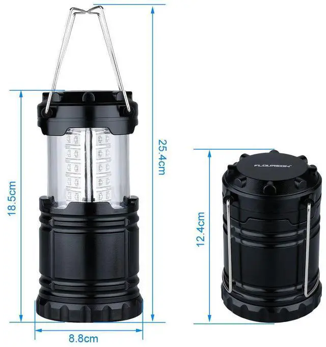 Alt view image 4 of 6 - Set of 4 Portable Outdoor LED Camping Lantern, Black, Collapsible. Great for Emergency, Tent Light, Backpacking (Without Battery)