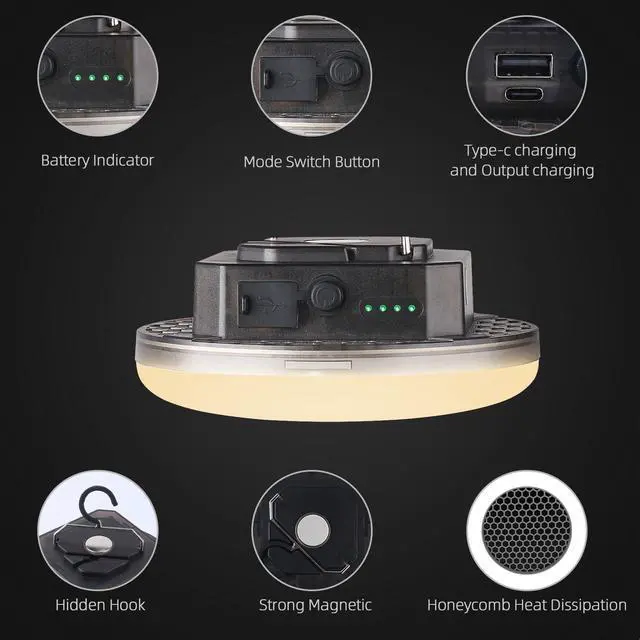 Alt view image 3 of 7 - Transparent Portable Rechargeable LED Camping Lights,Waterproof Outdoor Light with 5000Lm,Super Bright Hanging Lanterns for Tents, Canopies & Outdoor EmergenciesInfinitely dimmable