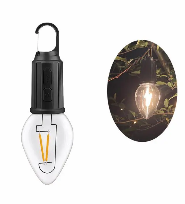 Main image of Portable LED Camping LanternHang Anywhere Hook, USB-C Rechargeable, 3 Brightness Modes, Water Resistant for Emergency, Tent, Hiking, Power Outage& Outdoor (Black 1PCS) (T03)