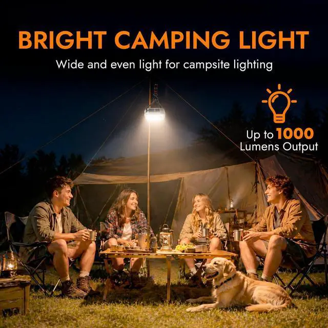 Alt view image 2 of 7 - Rechargeable Solar Lantern, 1000 Lumens LED Camping Lantern, Camping Essentials Light, Long-Lasting Portable Emergency Lantern for Power Outages, Tent, Outdoor and Home Use