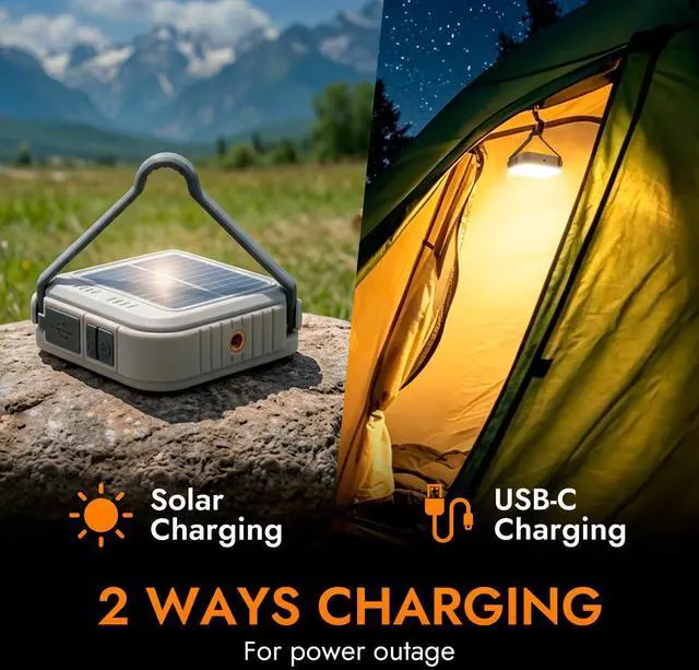 Alt view image 4 of 7 - Rechargeable Solar Lantern, 1000 Lumens LED Camping Lantern, Camping Essentials Light, Long-Lasting Portable Emergency Lantern for Power Outages, Tent, Outdoor and Home Use