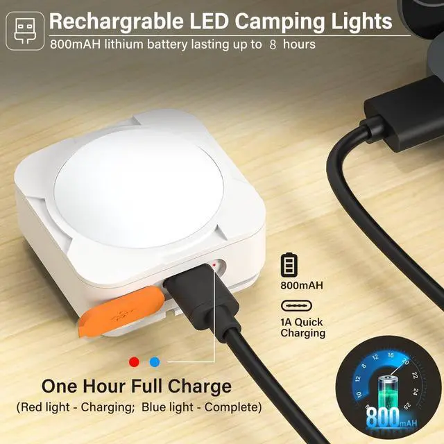 Alt view image 4 of 7 - Rechargeable Camping Lights 2Pcs White Tent Lights Mini Flashlight Portable LED Camping Lantern Survival Gear Camping Accessories for Hiking Backpacking Fishing Hurricane Emergency Outage
