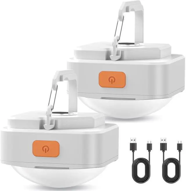 Main image of Rechargeable Camping Lights 2Pcs White Tent Lights Mini Flashlight Portable LED Camping Lantern Survival Gear Camping Accessories for Hiking Backpacking Fishing Hurricane Emergency Outage