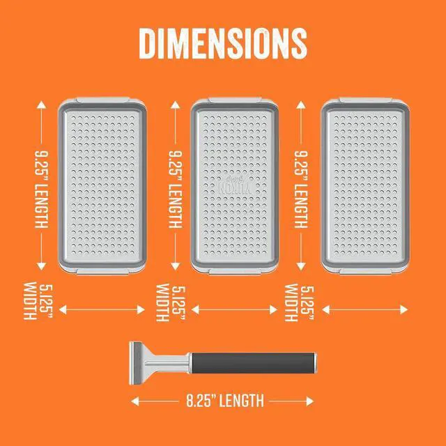 Alt view image 5 of 7 - BBQ 'N SERVE Grill Basket Set 3 Commercial-Grade Stainless Steel Baskets, Clip-On Handle & Patented Grill-to-Table Design, RUST-PROOF, Dishwasher Safe, for Fish, Vegetables & Meat