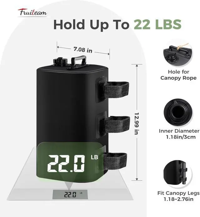 Alt view image 2 of 7 - Canopy-Weights-Set-of-4, 88LBS Heavy Duty 500D PVC Fillable Tent Weights, Leak-Proof & Foldable Water Weight Bags for Sun Shelter, Pop Up Gazebo, Patio Umbrella Legs, Black