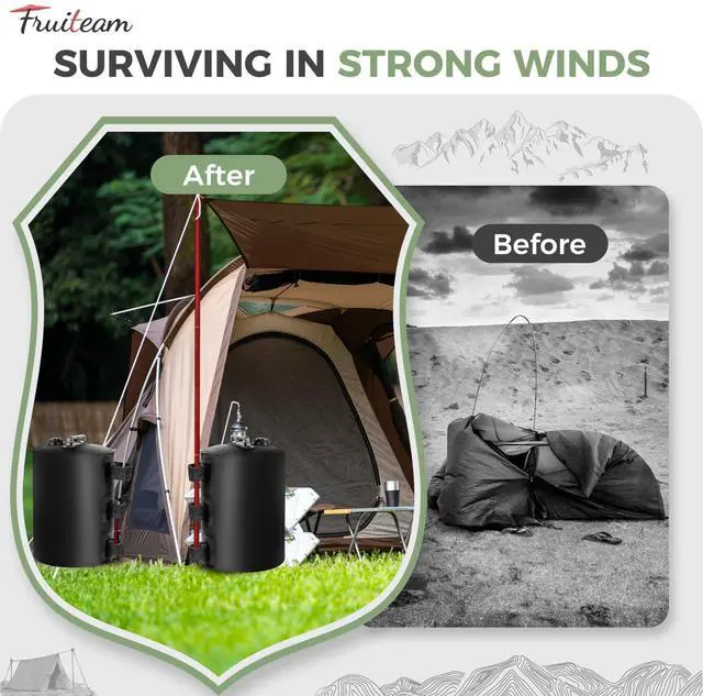 Alt view image 4 of 7 - Canopy-Weights-Set-of-4, 88LBS Heavy Duty 500D PVC Fillable Tent Weights, Leak-Proof & Foldable Water Weight Bags for Sun Shelter, Pop Up Gazebo, Patio Umbrella Legs, Black
