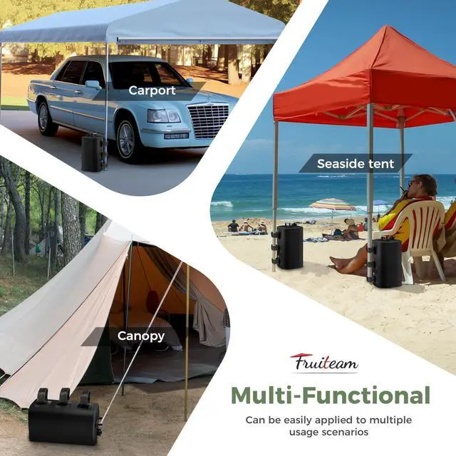 Alt view image 7 of 7 - Canopy-Weights-Set-of-4, 88LBS Heavy Duty 500D PVC Fillable Tent Weights, Leak-Proof & Foldable Water Weight Bags for Sun Shelter, Pop Up Gazebo, Patio Umbrella Legs, Black