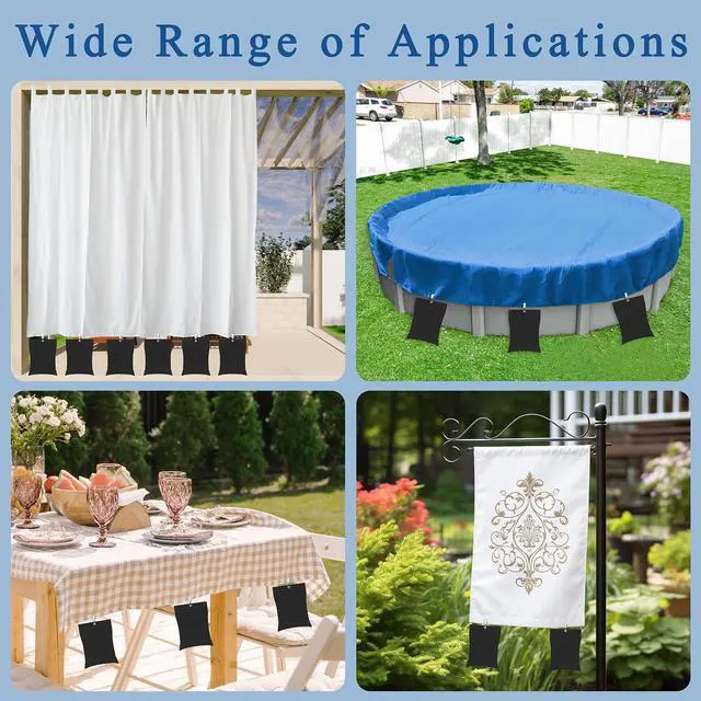Alt view image 6 of 7 - 12 Pack Outdoor Curtain Weights, 24oz Large Capacity Curtain Weights Bags Drapery Bottom Weighted Sandbag Bags with Sealed Bags & Clips for Drapes Pergola Cabana Gazebo Garden Yard