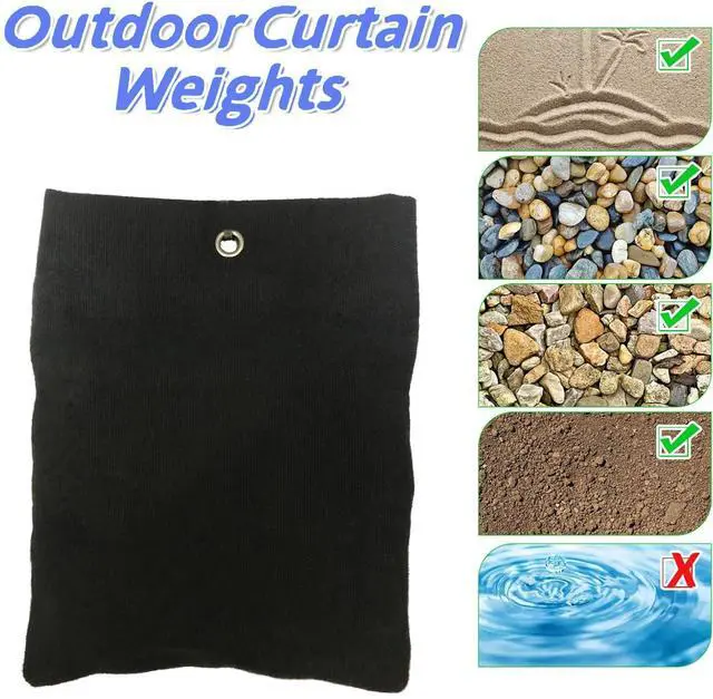 Alt view image 4 of 5 - 10 Pack Outdoor Curtain Weighted Blocks, 15 oz Outdoor Curtain Sandbag Weighted Bags, Curtain Bottom Weighted Bag Retainer Clips for Patio Pergola Cabana Gazebo Drapes Garden