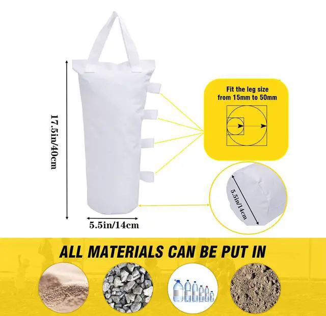 Alt view image 4 of 7 - Canopy Weights Bag Leg Weight for Pop up Canopy Tent, Sand Bags for Patio Umbrella Instant Outdoor Sun Shelter,4 Pack-White