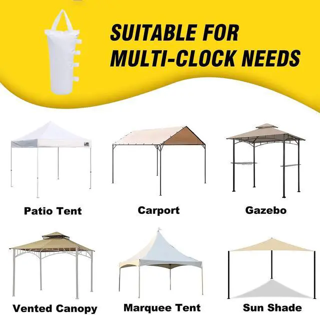 Alt view image 6 of 7 - Canopy Weights Bag Leg Weight for Pop up Canopy Tent, Sand Bags for Patio Umbrella Instant Outdoor Sun Shelter,4 Pack-White